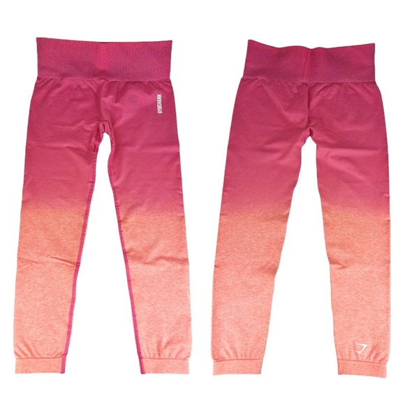 NEW Gymshark Woman's Size Large Adapt Ombre Seamless Leggings Orange Marl Pink - Picture 1 of 6